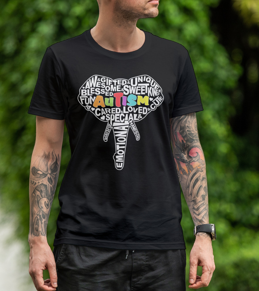 Autism Gifted Awesome Unique Emotional Elephant Face T-Shirt
