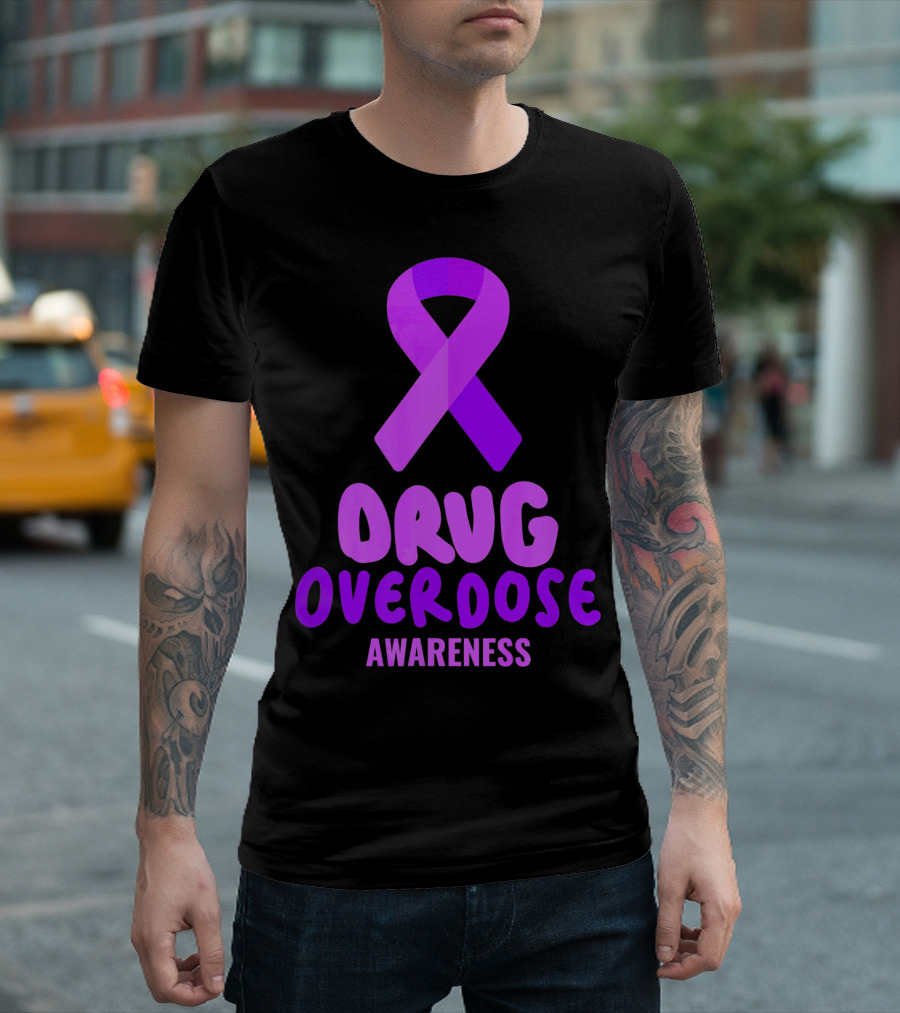 Drug Overdose Awareness Purple Ribbon Awareness T-Shirt