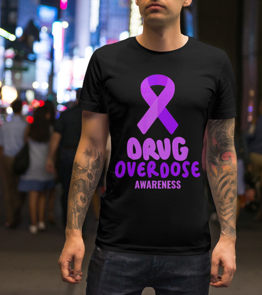 Drug Overdose Awareness Purple Ribbon Awareness T-Shirt