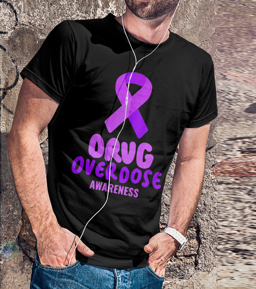 Drug Overdose Awareness Purple Ribbon Awareness T-Shirt