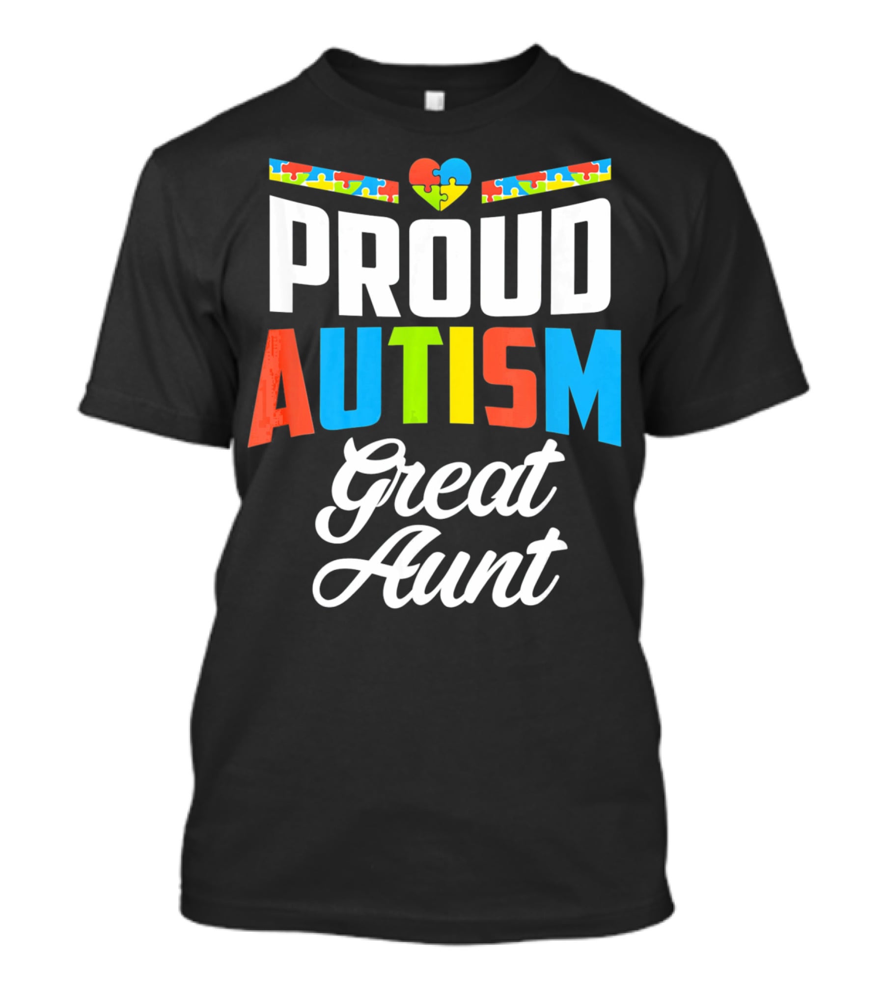 Proud Autism Great Aunt Puzzle Heart Awareness Support T-Shirt