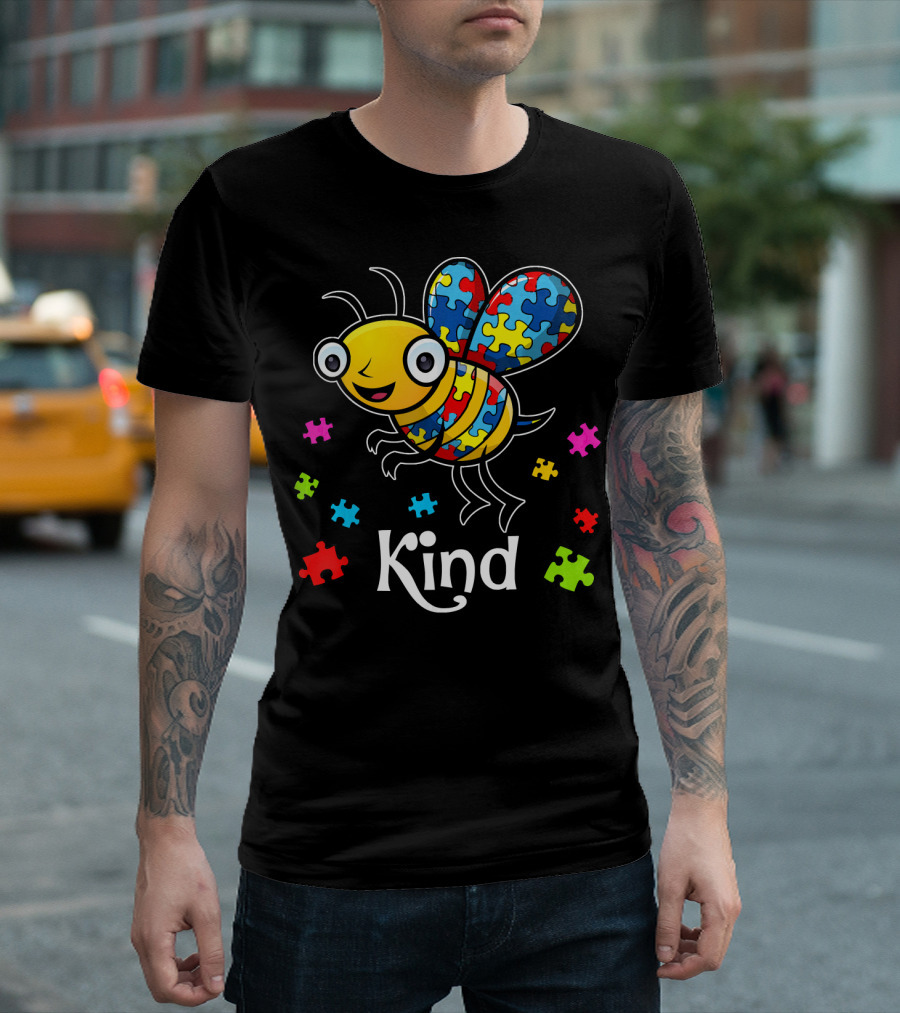 Autism Awareness Puzzle Bee Kind T-Shirt