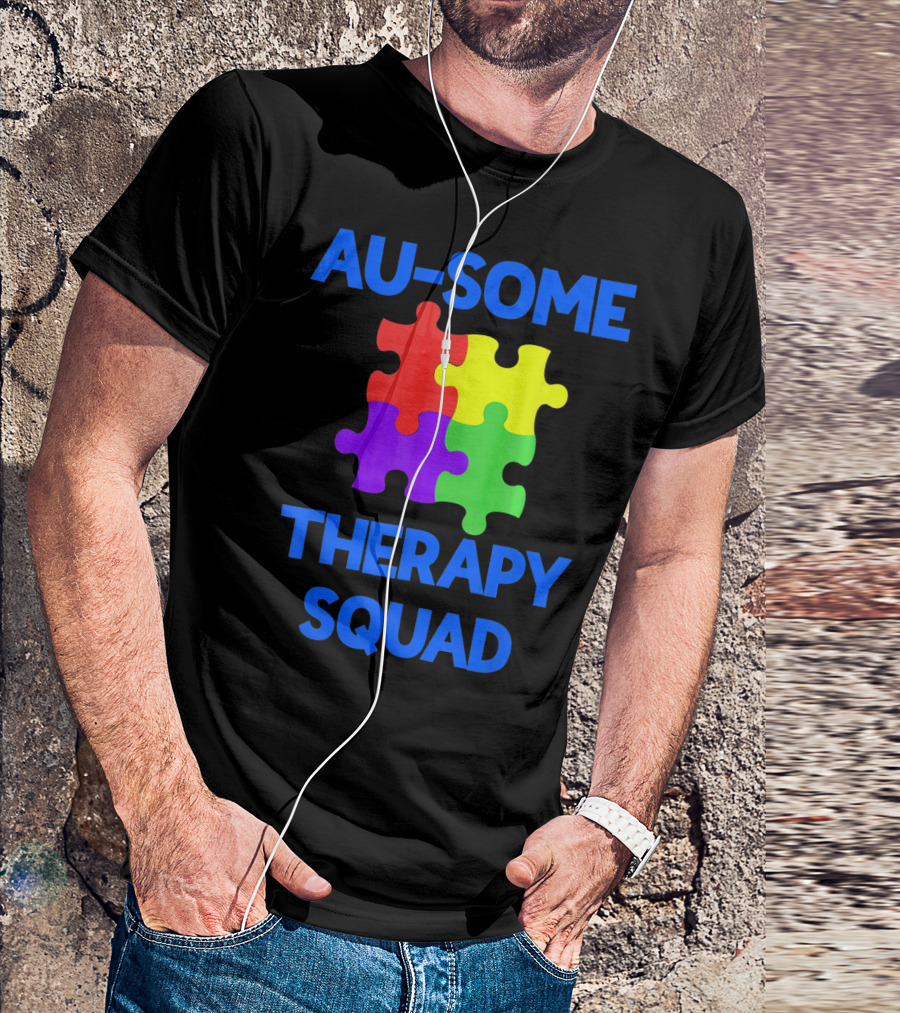 AU-SOME Therapy Squad Autism Awareness Puzzle Pieces T-Shirt