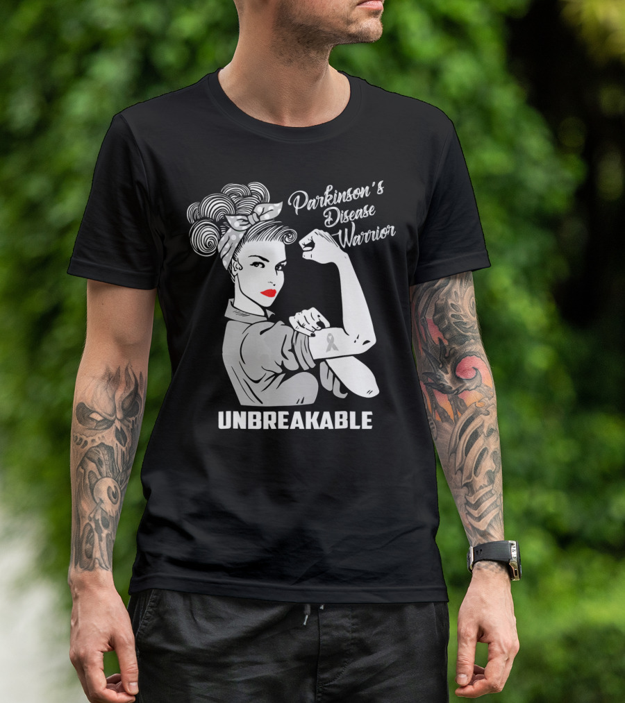 Parkinson's Disease Warrior Unbreakable Rosie The Riveter T-Shirt
