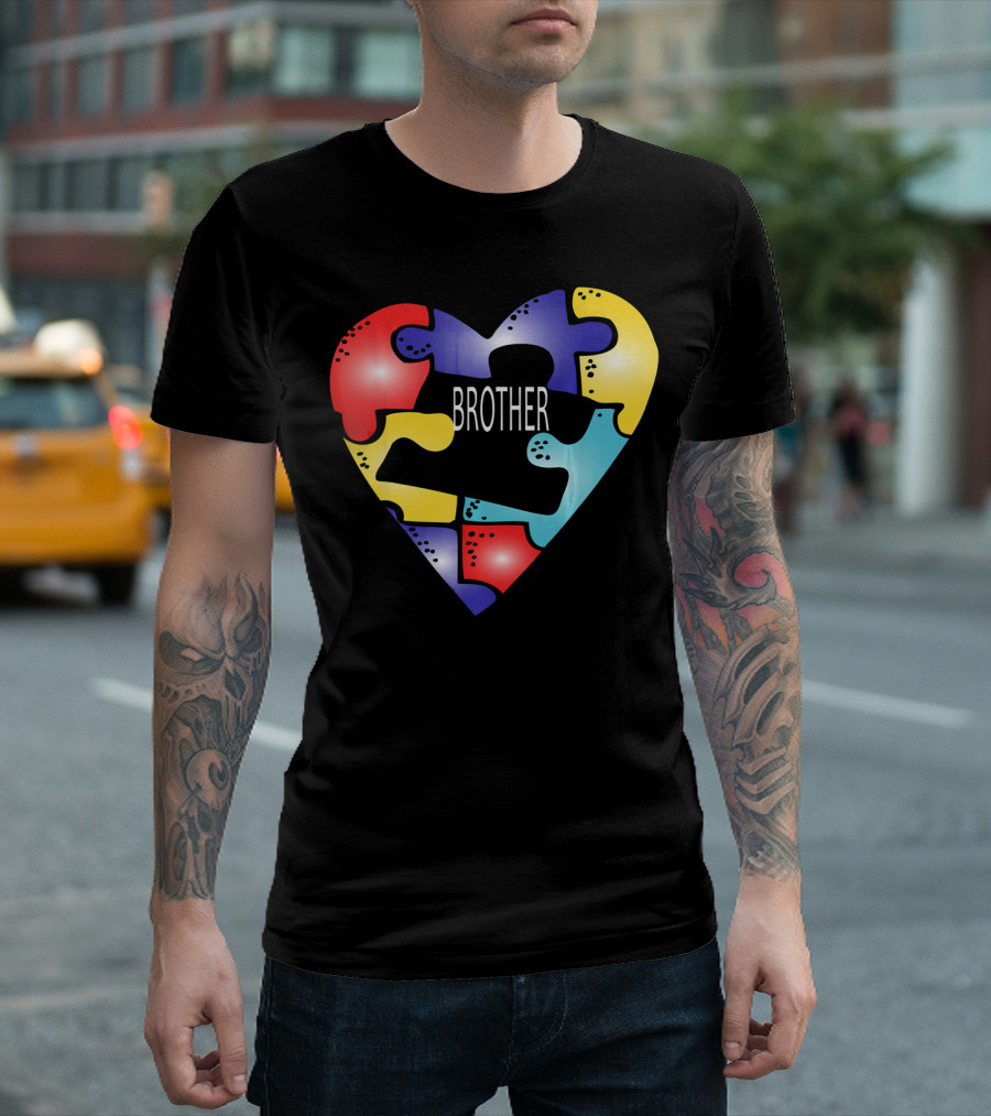 Brother Puzzle Heart Autism Awareness T-Shirt
