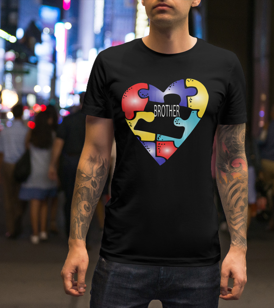 Brother Puzzle Heart Autism Awareness T-Shirt