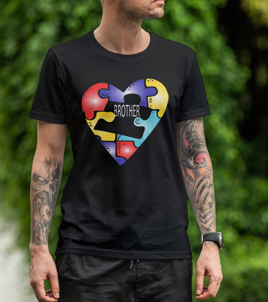 Brother Puzzle Heart Autism Awareness T-Shirt