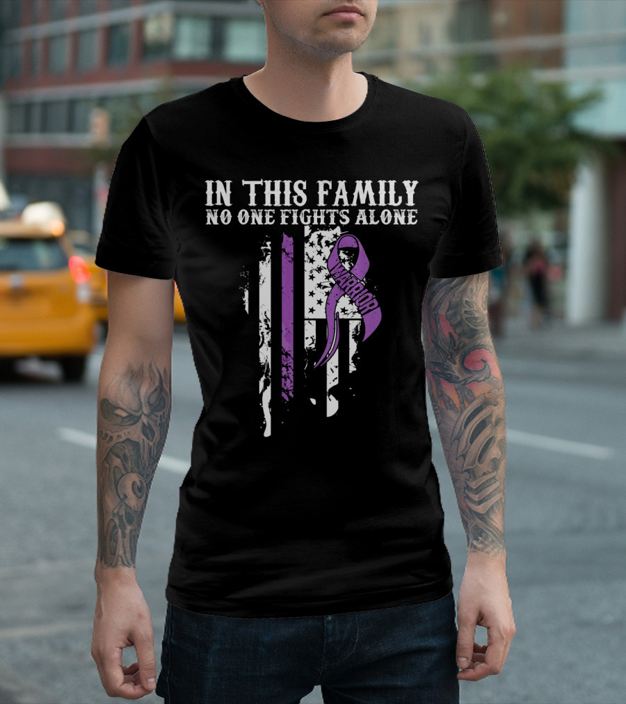 In This Family No One Fights Alone Warrior Epilepsy Awareness T-Shirt