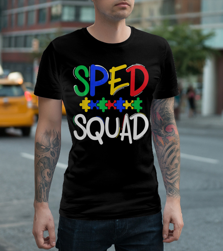SPED Squad Autism Awareness Puzzle Piece Colors T-Shirt