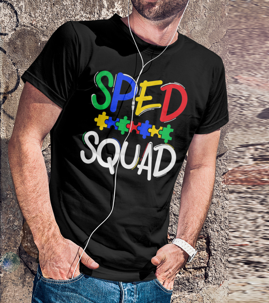 SPED Squad Autism Awareness Puzzle Piece Colors T-Shirt