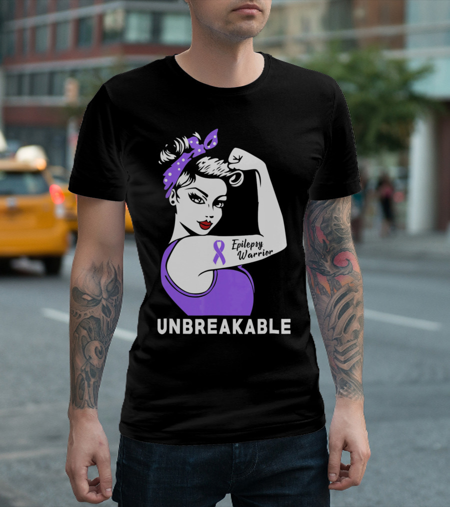 Epilepsy Warrior Unbreakable With Purple T-Shirt