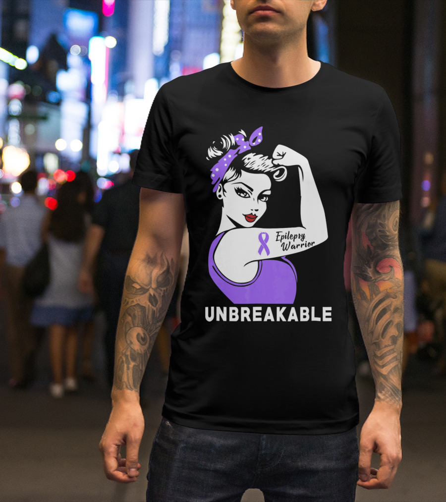 Epilepsy Warrior Unbreakable With Purple T-Shirt