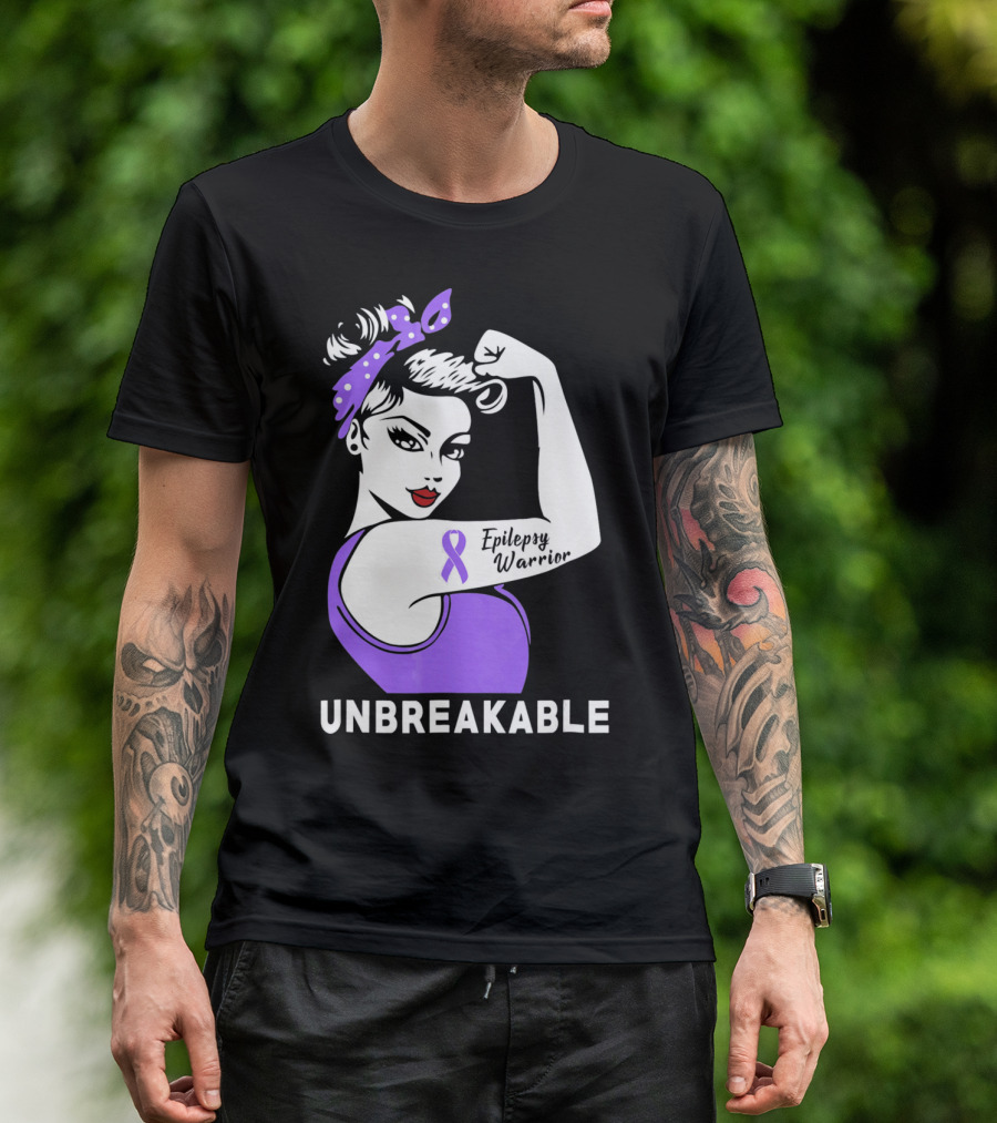 Epilepsy Warrior Unbreakable With Purple T-Shirt