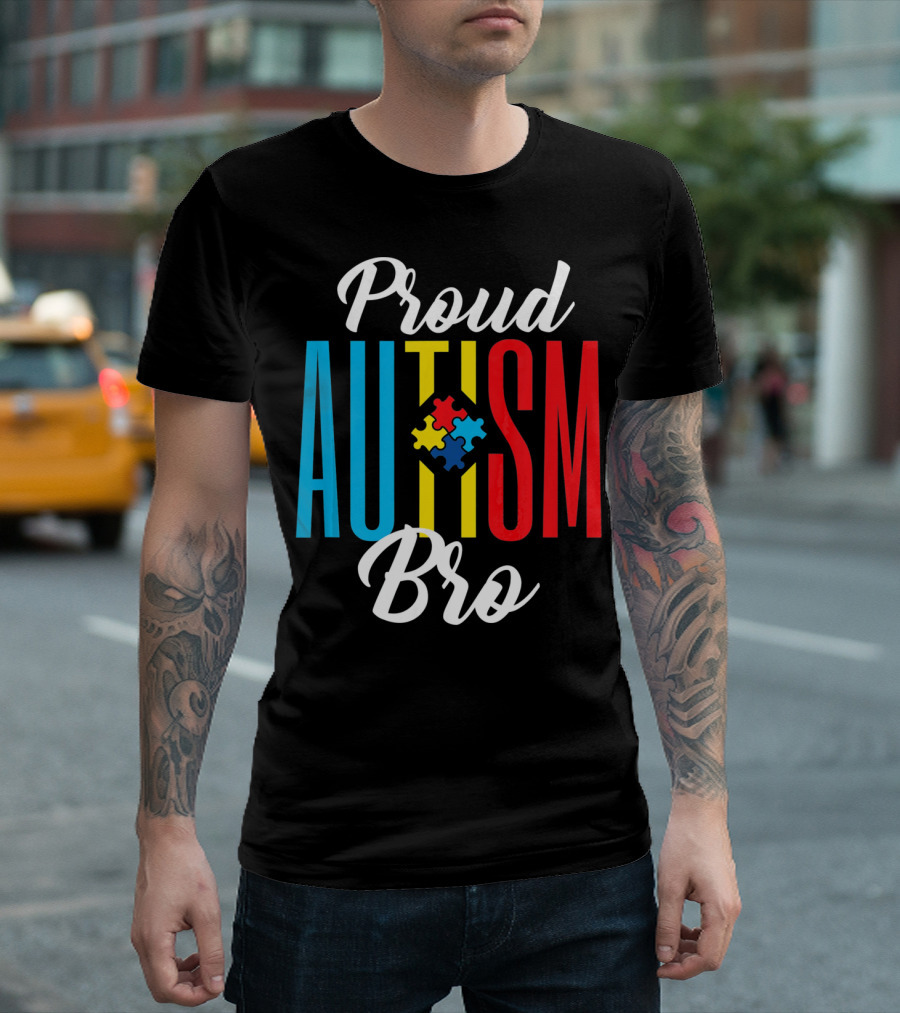 Proud Bro Autism Awareness Puzzle Piece T-Shirt