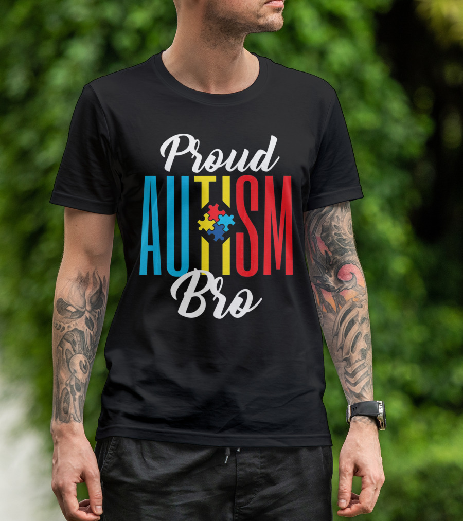 Proud Bro Autism Awareness Puzzle Piece T-Shirt
