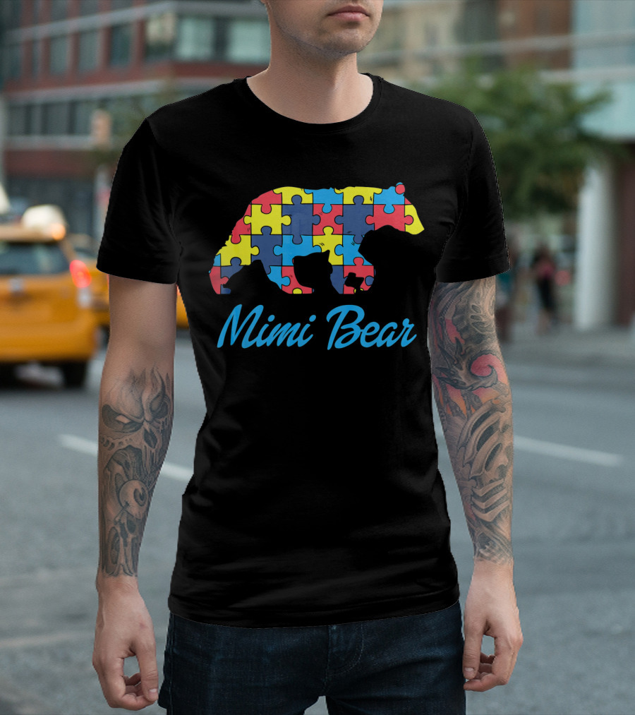 Mimi Bear Autism Awareness Puzzle T-Shirt