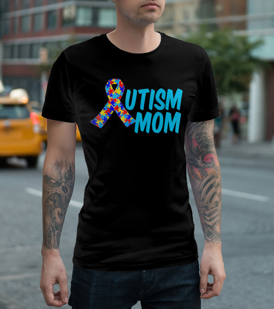 Autism Mom Puzzle Ribbon Awareness T-Shirt