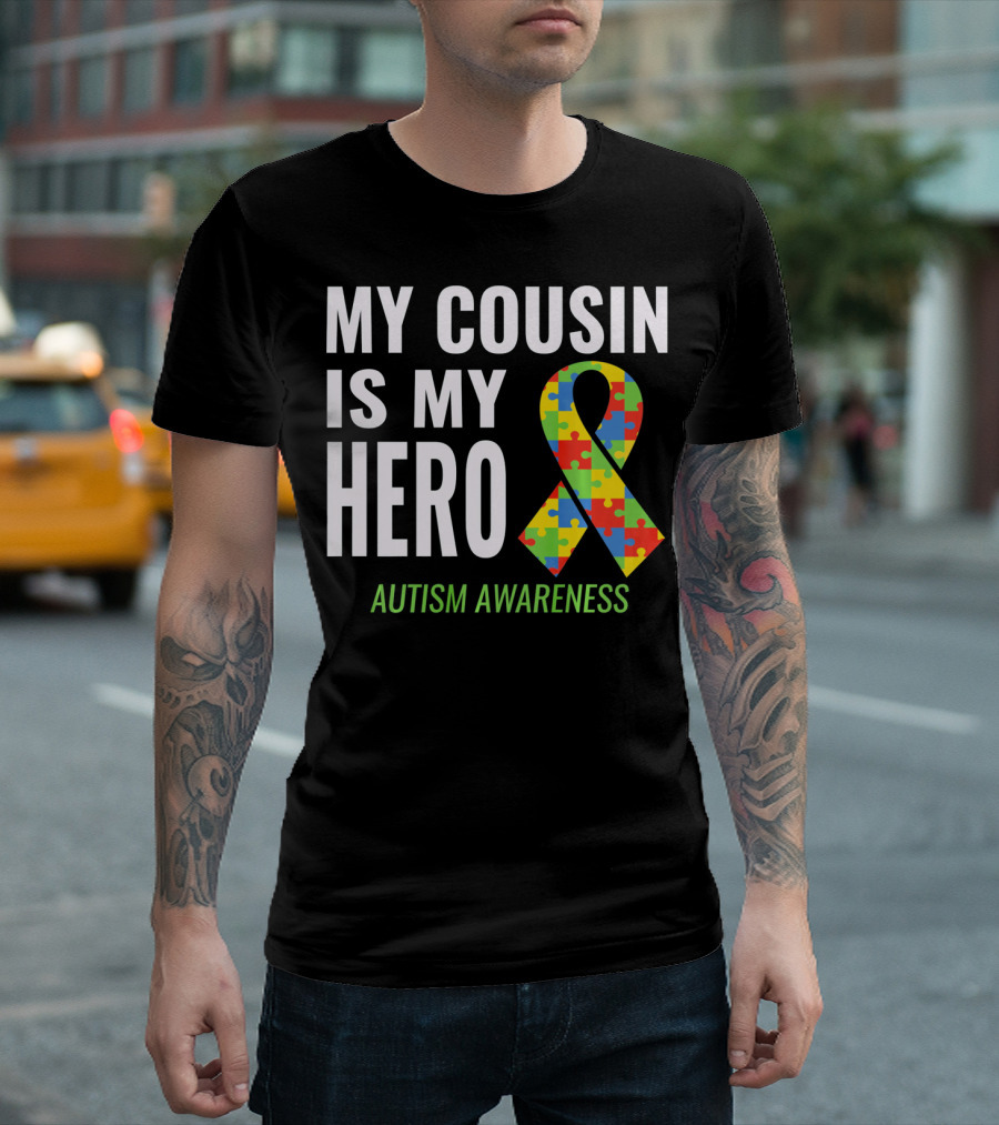 My Cousin Is My Hero Autism Awareness Puzzle T-Shirt