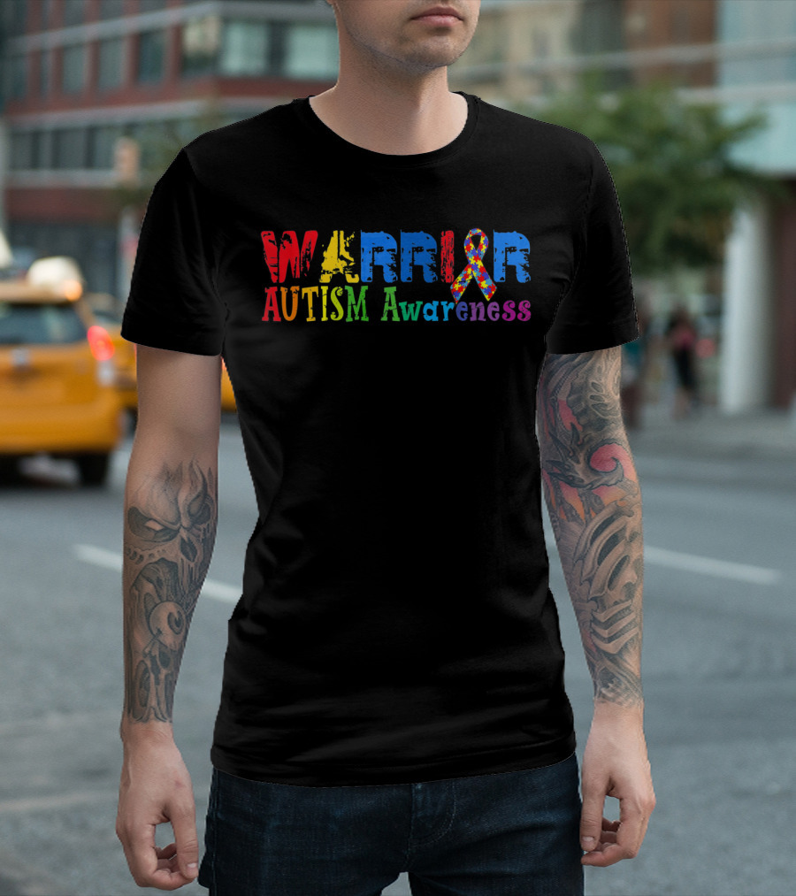 Warrior Autism Awareness Colorful Puzzle T-Shirt