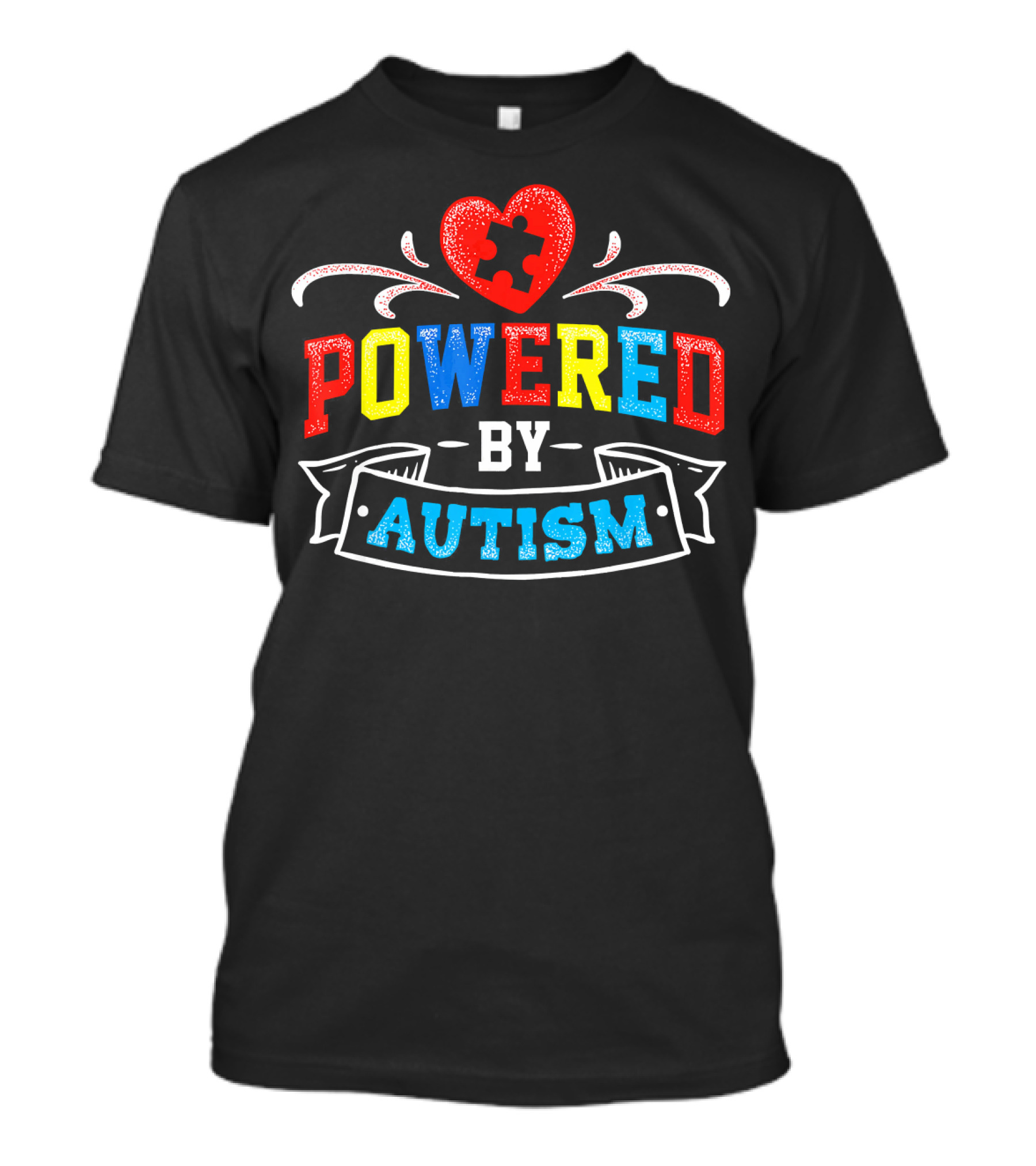 Powered By Autism Puzzle Heart T-Shirt