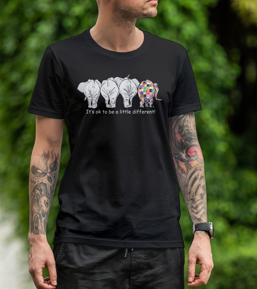 It's Ok To Be A Little Different Autism Colorful Elephant T-Shirt