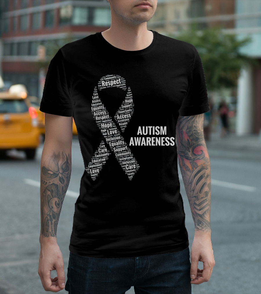 Autism Awareness Respect Access Care Support Ribbon Inclusion Equality Community T-Shirt