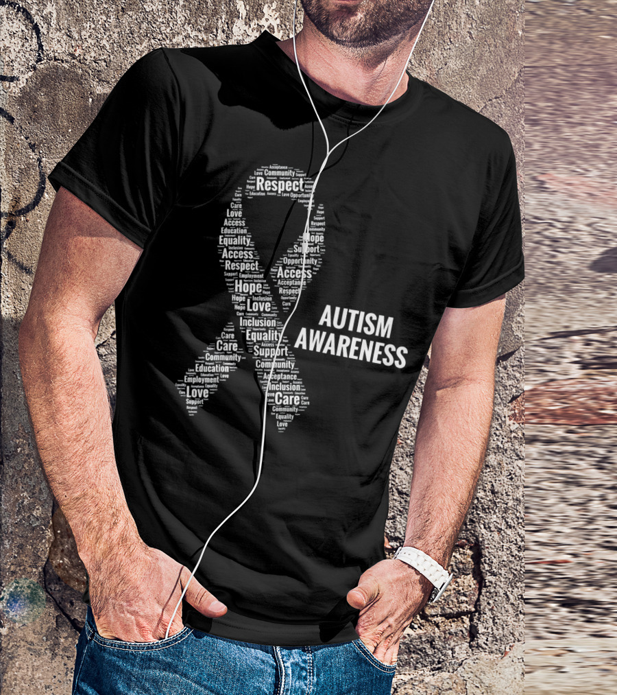 Autism Awareness Respect Access Care Support Ribbon Inclusion Equality Community T-Shirt