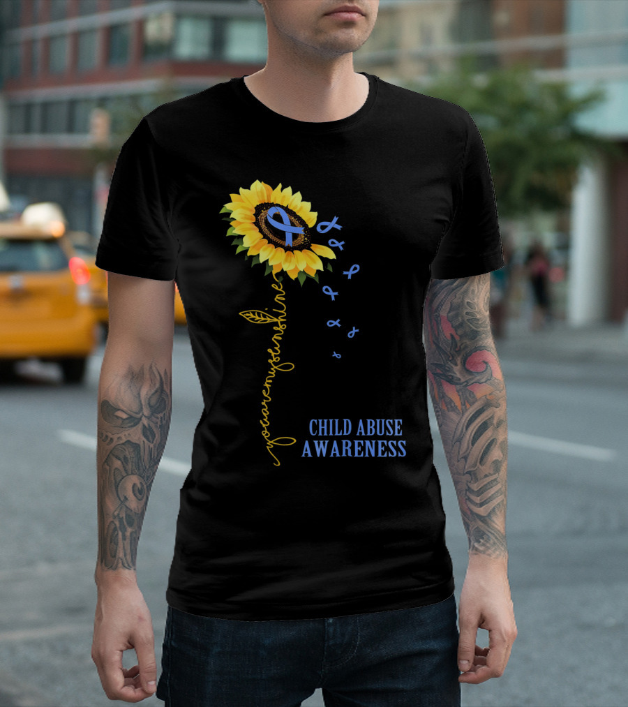 Youaremysunshine Child Abuse Awareness Sunflower Blue T-Shirt