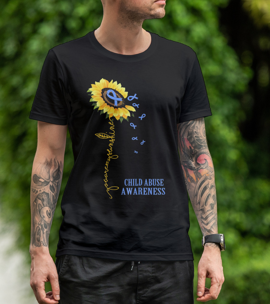 Youaremysunshine Child Abuse Awareness Sunflower Blue T-Shirt