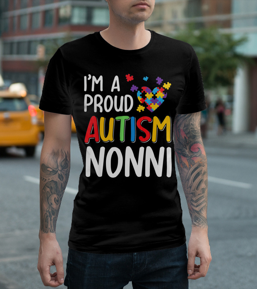 I'm A Proud Autism Nonni Puzzle Heart T-Shirt