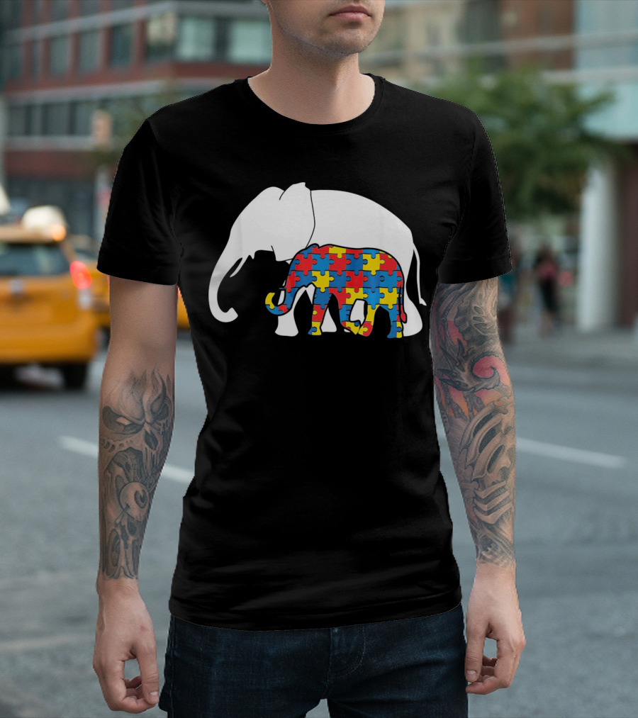 Autism Awareness Puzzle Elephant T-Shirt