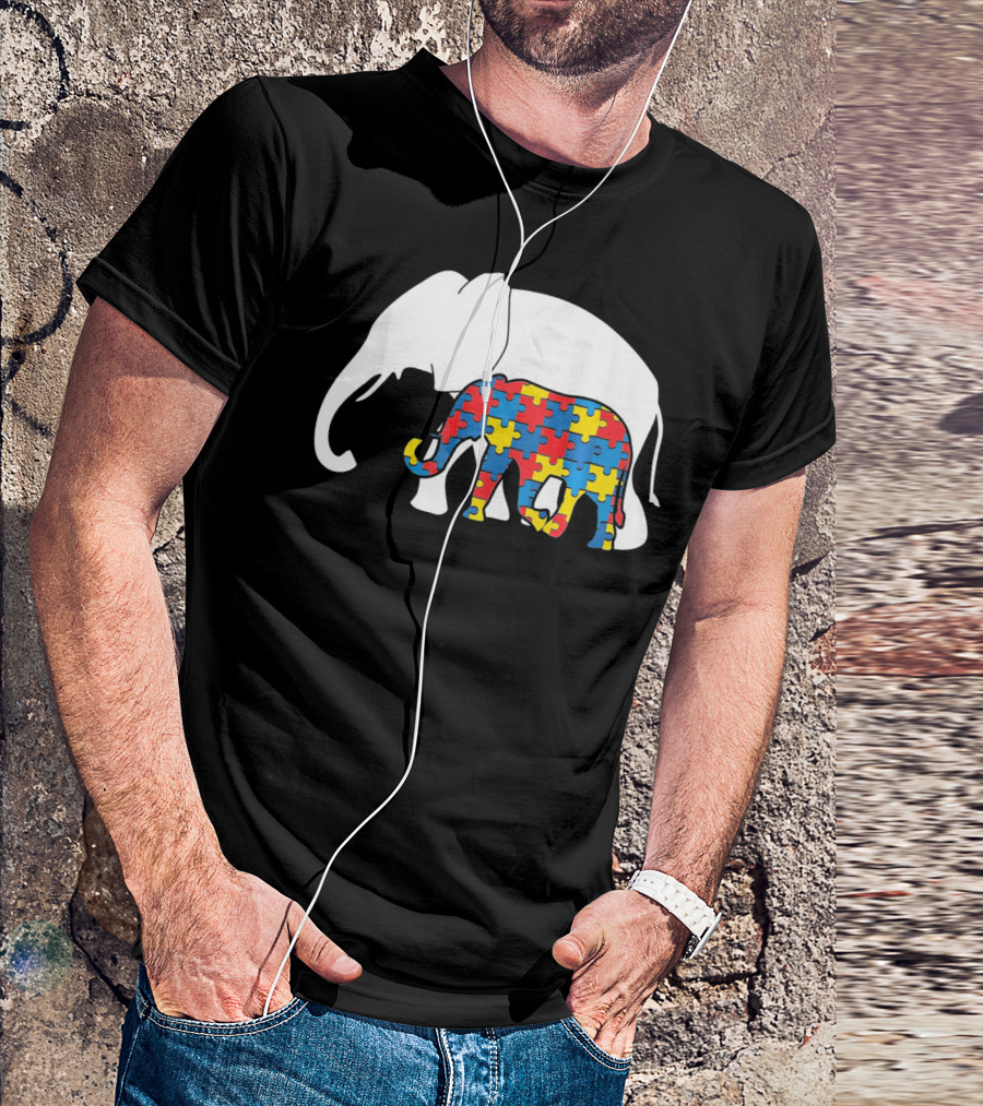 Autism Awareness Puzzle Elephant T-Shirt