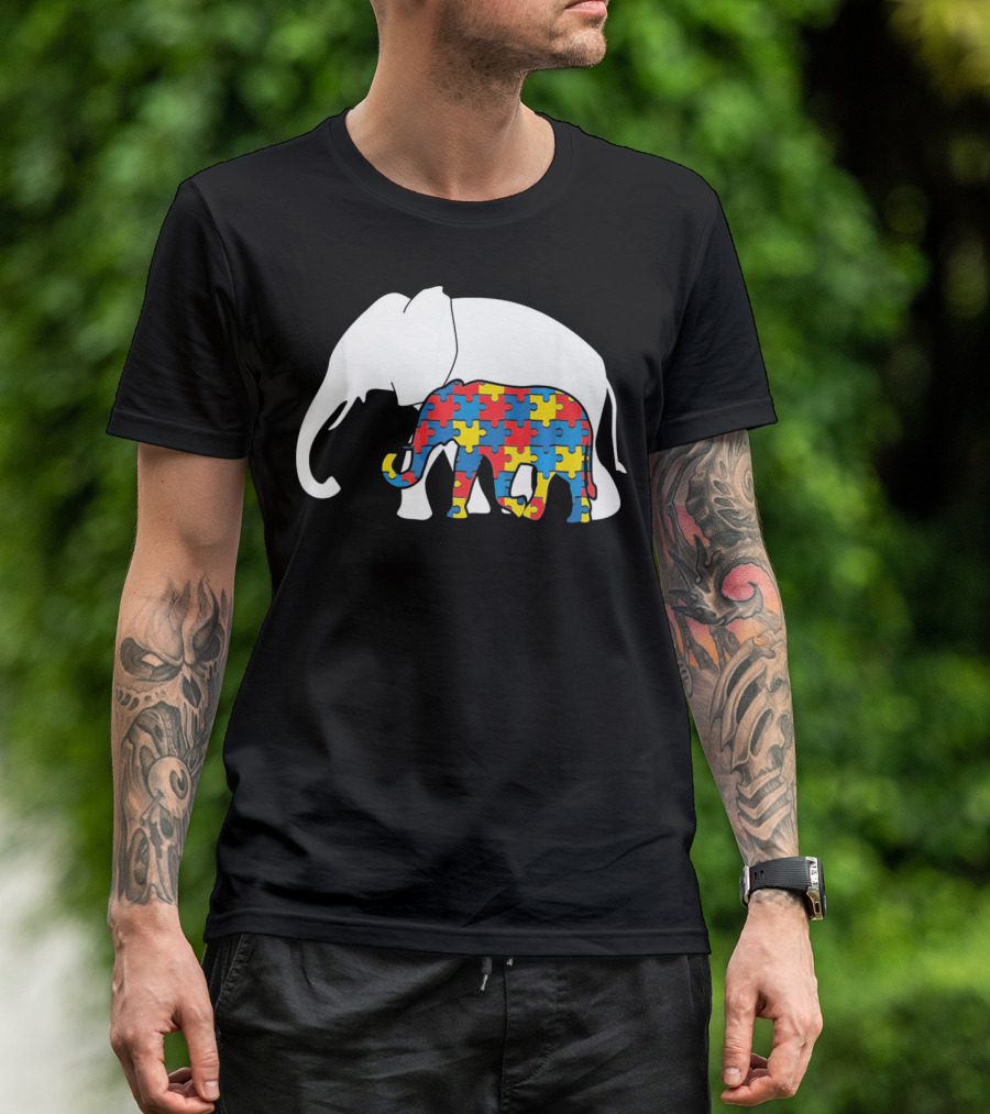 Autism Awareness Puzzle Elephant T-Shirt