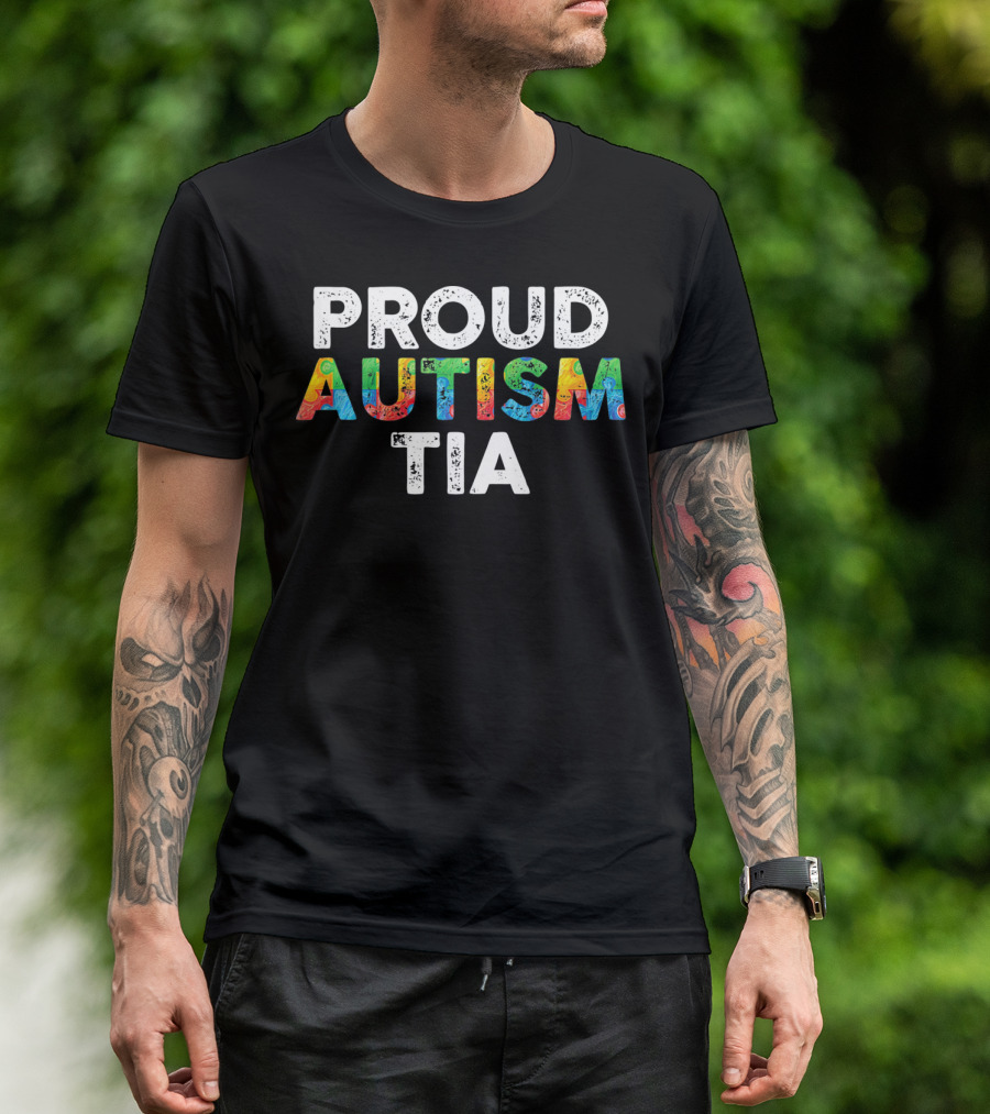 Proud Autism Tia Autism Awareness Colorful Puzzle T-Shirt
