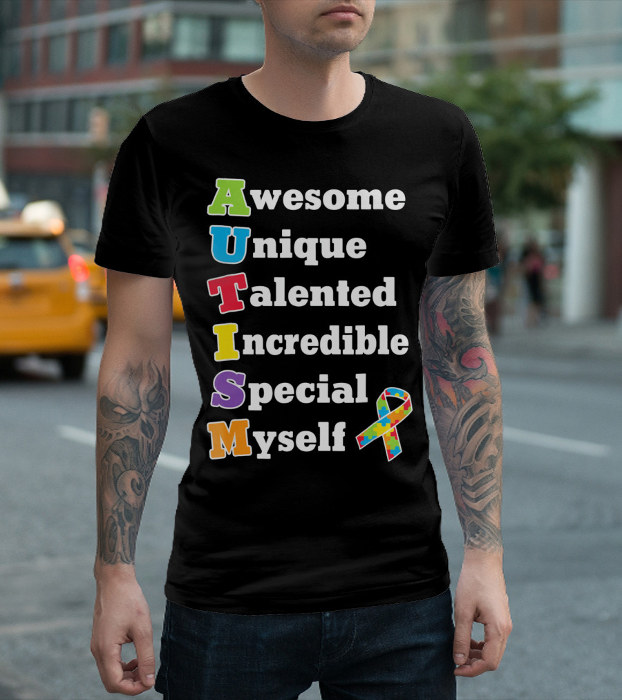 Autism Awesome Unique Talented Incredible Special Myself Awareness Puzzle T-Shirt