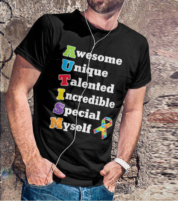 Autism Awesome Unique Talented Incredible Special Myself Awareness Puzzle T-Shirt