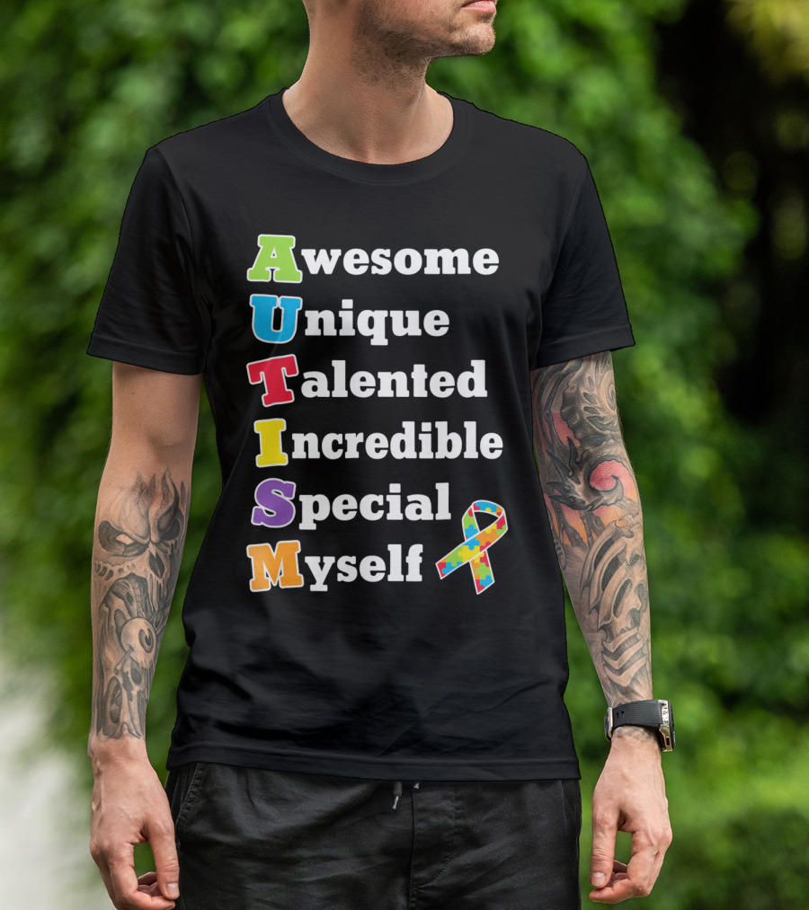 Autism Awesome Unique Talented Incredible Special Myself Awareness Puzzle T-Shirt
