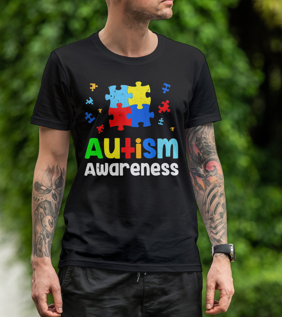 Autism Awareness Puzzle Pieces Heart Aut T-Shirt