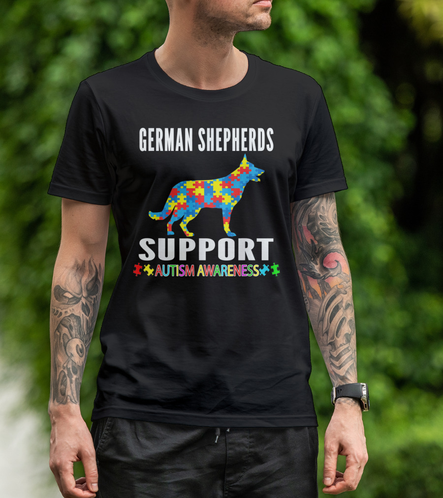 German Shepherds Support Autism Awareness Puzzle T-Shirt