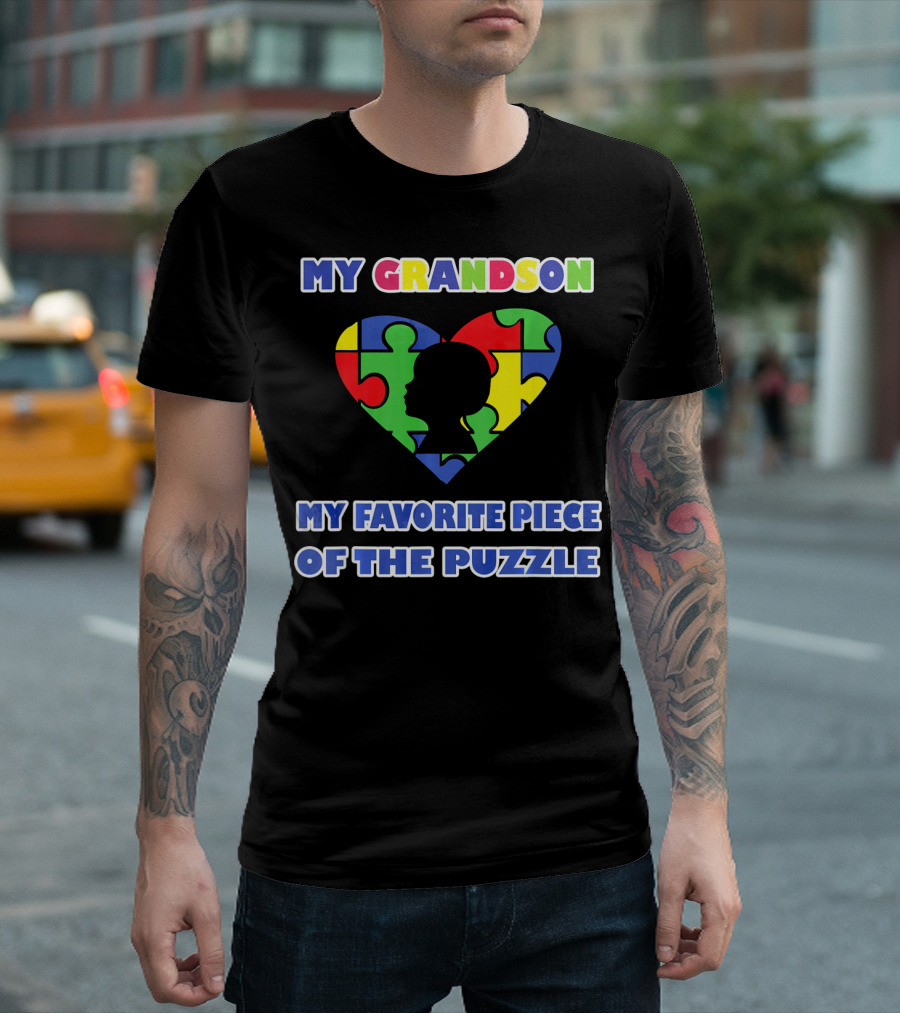 My Grandson My Favorite Piece Of The Puzzle Autism Awareness T-Shirt