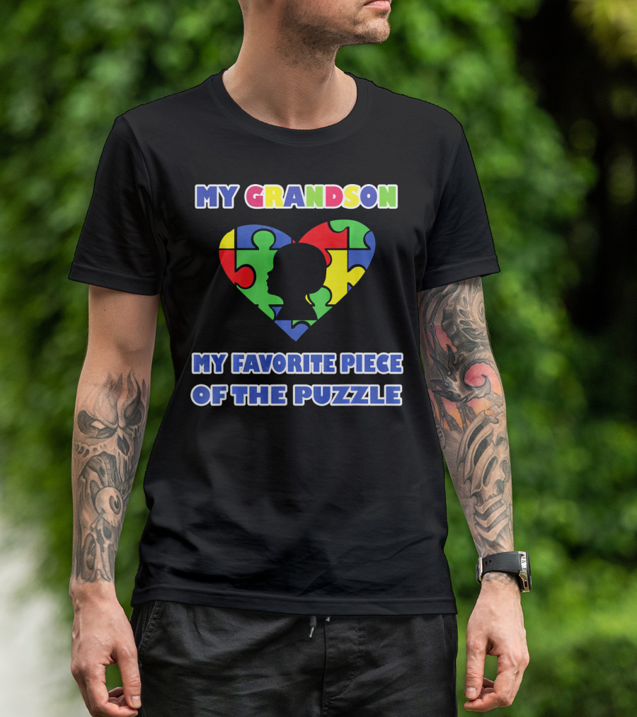 My Grandson My Favorite Piece Of The Puzzle Autism Awareness T-Shirt