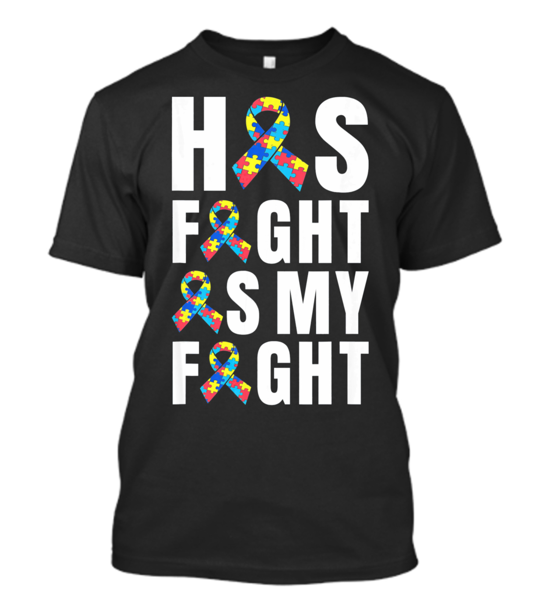 His Fight Is My Fight Autism Awareness Puzzle T-Shirt