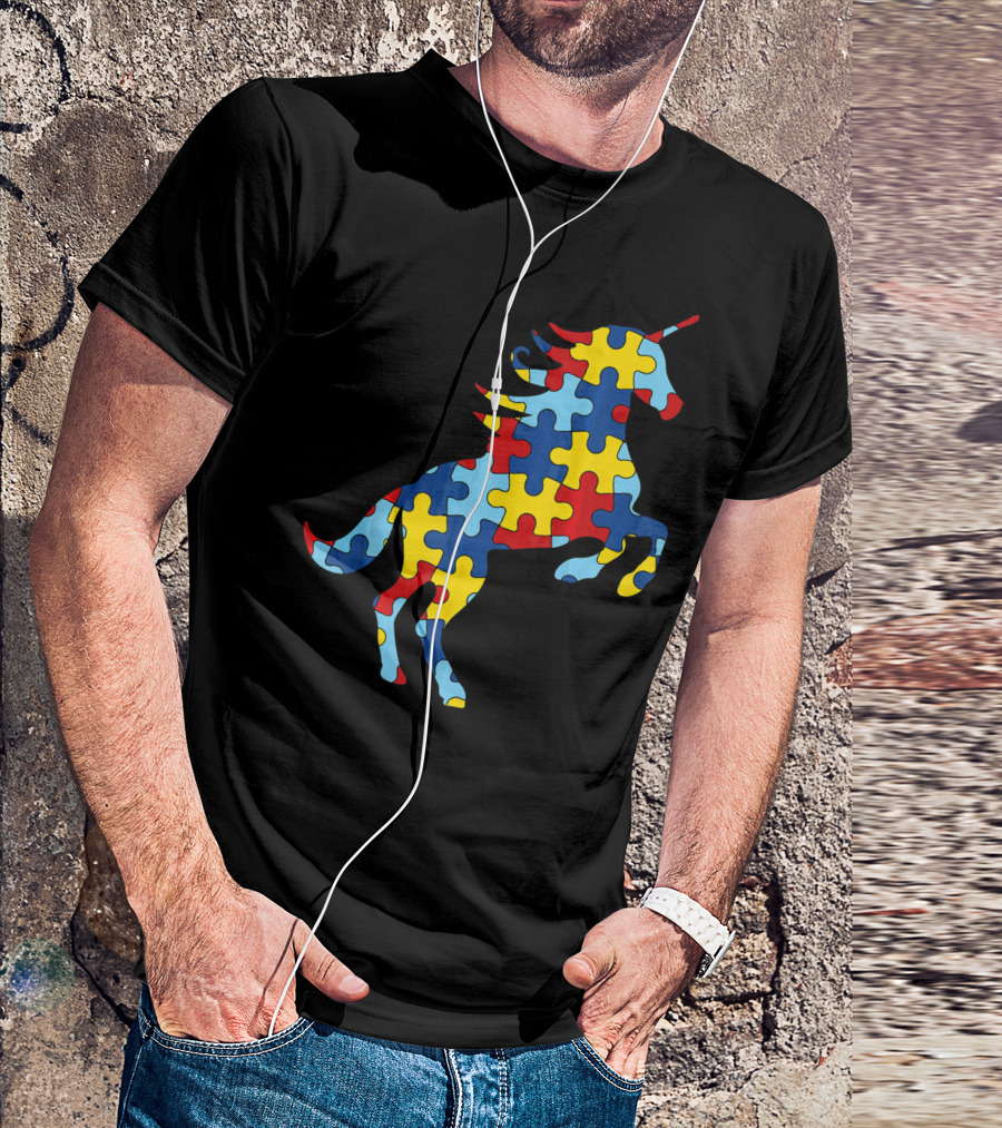 Autism Awareness Day Unicorn Puzzle T-Shirt