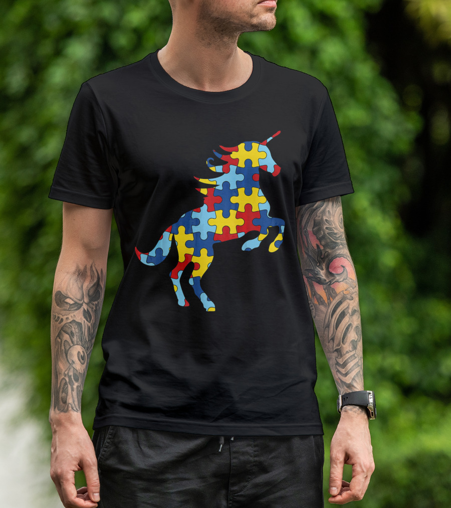 Autism Awareness Day Unicorn Puzzle T-Shirt