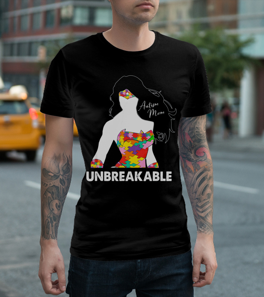 Autism Mom Unbreakable Puzzle Piece Empowerment T-Shirt