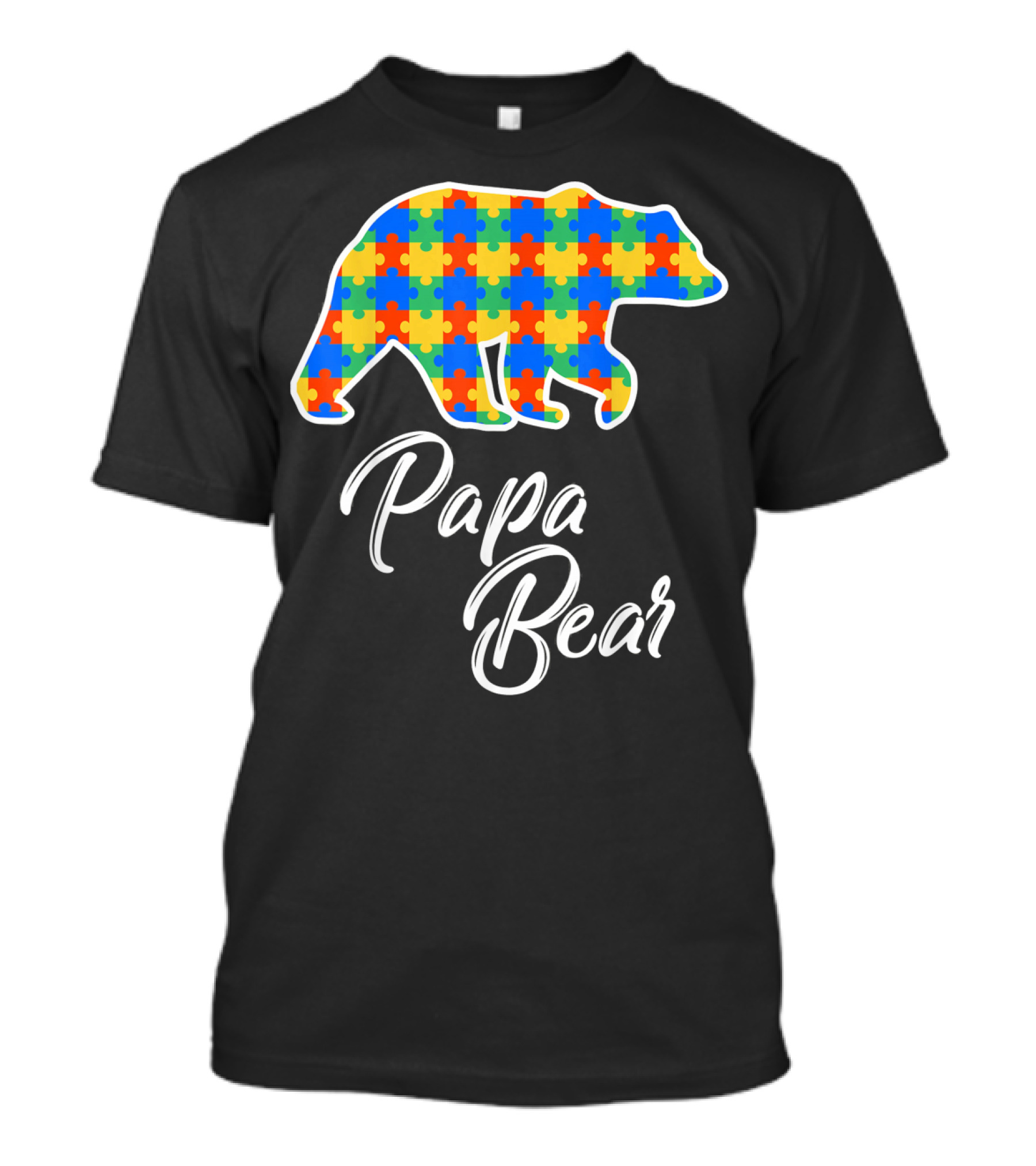 Papa Bear Autism Puzzle Awareness T-Shirt