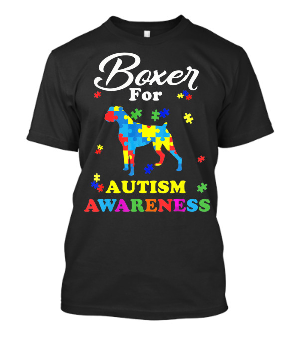 Boxer Dog In Autism Awareness Puzzle T-Shirt