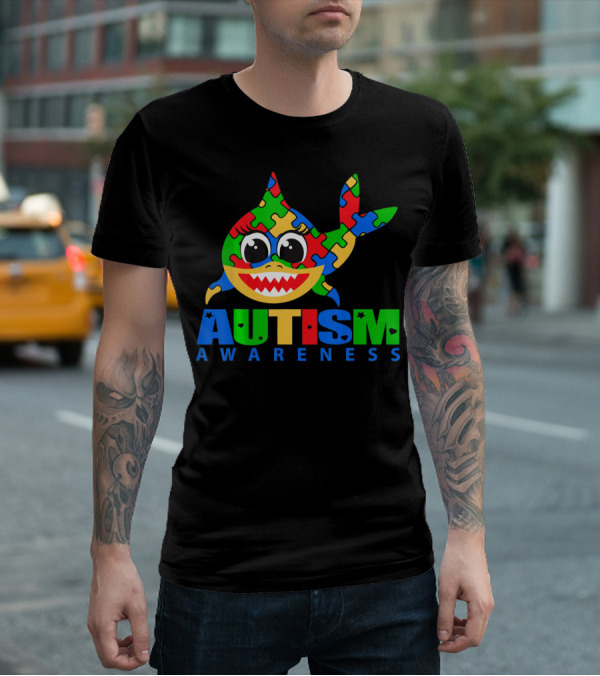 Autism Awareness Colorful Puzzle Shark T-Shirt