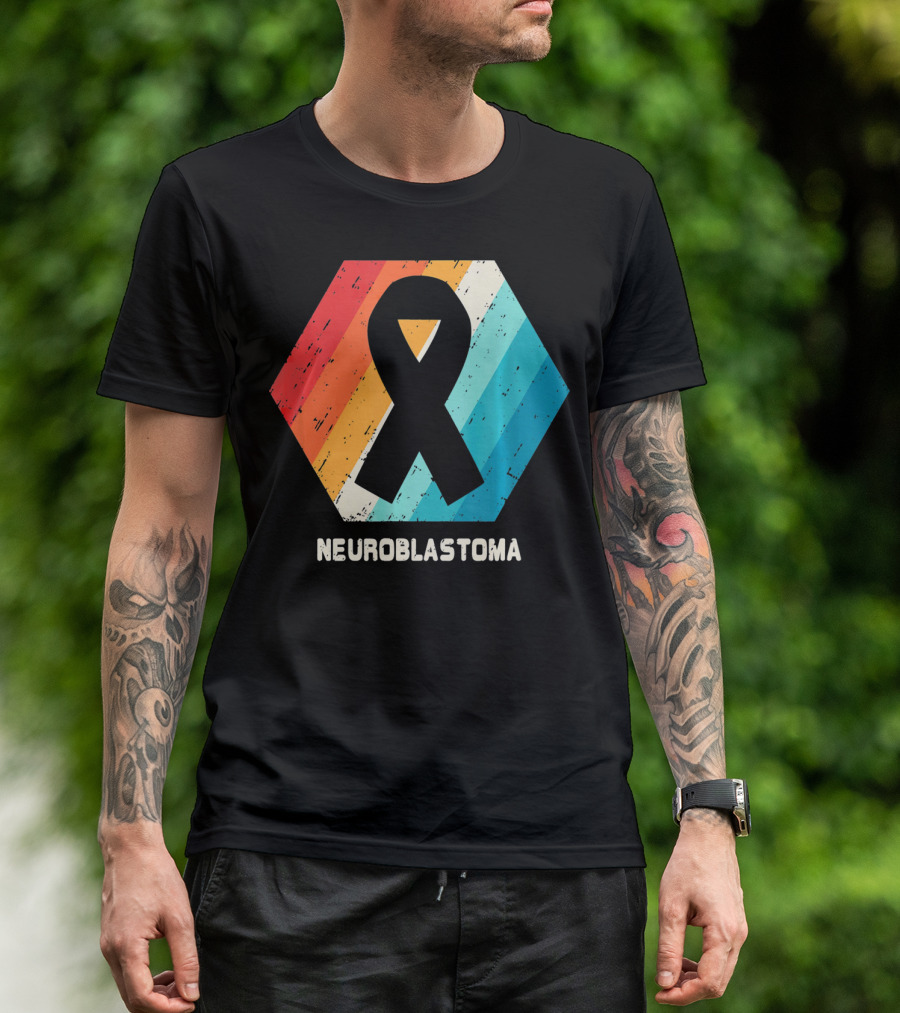 Neuroblastoma Awareness Ribbon Retro Hexagon T-Shirt