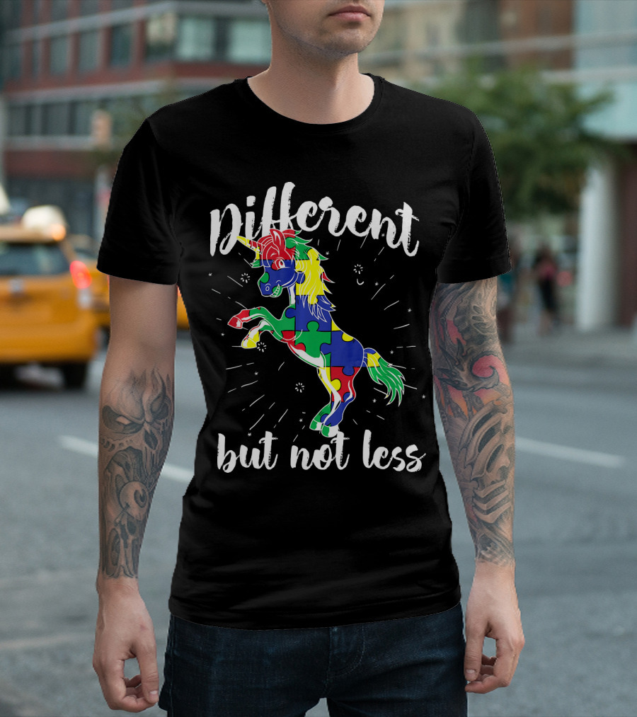 Different Not Less Unicorn Autism Awareness T-Shirt